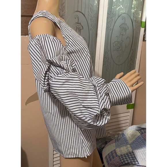 PETERSYN Womens Lara Blouse One Shoulder Striped in Empire Size M New - Picture 8 of 10